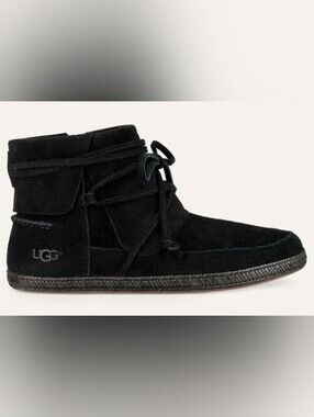 Ugg Reid Moccasins Suede Designer Sherpa Rubber Sole Zipper Closure #800